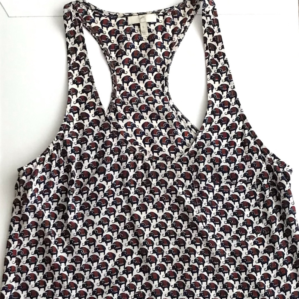 Joie Drew Elephant Print Silk Racerback